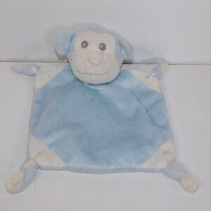Piccolo Bambino Blue White Monkey Security Blanket Plush Baby Lovey nunu Soother
